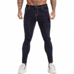 gingtto Men's Skinny Jeans Blue High Waist Classic Hip Hop Stretch Men Pants Cott Comfortable Soft Full Length zm124 h0N7#