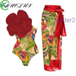 Womens Swimwear Muolux Vintage Print Push Up One Piece Swimsuit Dress 3d Flower Bikini Cover Fashion Monokini Women Beachwear