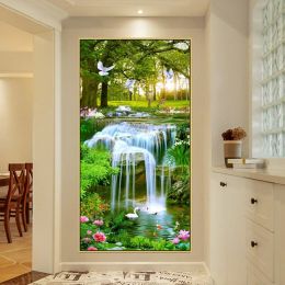 Stitch 5d Diy Diamond Painting Kit Flowing Water Waterfall Landscape Cross Stitch Scenery Full Drill Diamond Embroidery Wall Home Decor