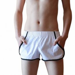 cott Solid Lounge Pajamas Mens Sleepwear Boxer Shorts Comfortable Casual Underpants Breathable Split Sleep Bottoms Wholesale l07n#