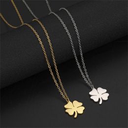 Designer Jewellery Woman Luxury High-end Lucky Clover Couple Necklace With Versatile Leaf Titanium Steel Pendant