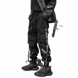 arens Black Cargo Pants Men Joggers Cargo Trousers for Men Jogging Japanese Streetwear Hip Hop Hippie Techwear Gothic Ribb A68 U49S#