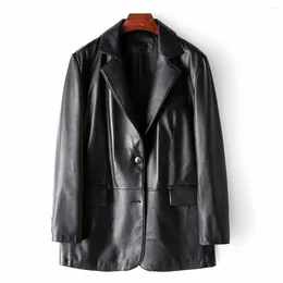 Women's Leather 100 Sheepskin 2024 Winter Product Genuine Clothing Casual Suit Coat