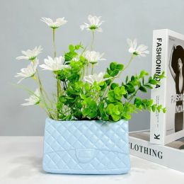 Vases Handbag Vase Flower Packaging Boxs Ceramic Bag Shaped Flower Pot For Flower Shop Wedding Valentine's Day Birthday Party Gifts