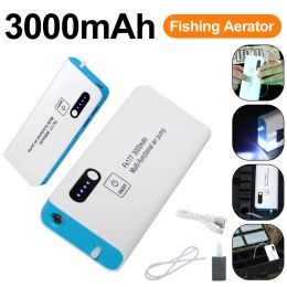 Accessories 3000mAh Aquarium USB Oxygen Air Pump Fish Tank Rechargeable Car Oxygenated Tools Outdoor Fishing Aerator Tools with Flashlight