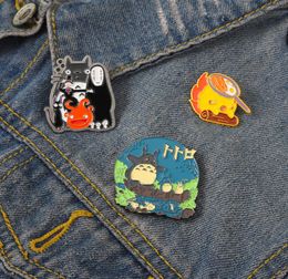 No Face Man Enamel Pins Custom Calcifer Scarecrow Cat Jiji Brooches Lapel Badge Cartoon Movie Animal Jewelry Gift for Kid Friend4602171