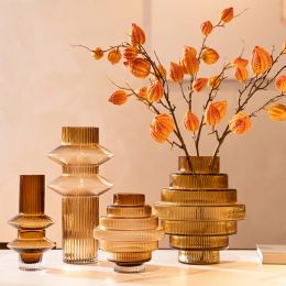 Films Creative Glass Vase Transparent Geometric Color Flower Vase Terrarium Flower Arrangement Hydroponics Accessories Home Decor
