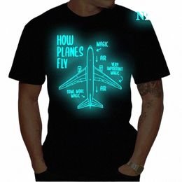 how Planes Fly Engineer Pilot Airplane T-Shirt Men Short Sleeves Oversized Hip Hop Streetwear Novelty Luminous T Shirts Top Tees 35dl#