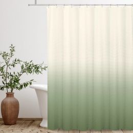 Curtains Ombre Beige Sage Shower Curtain, Lime Green Texture Fabric Gradient Bathroom Decor Waterproof Bathroom Curtains Set with Hooks