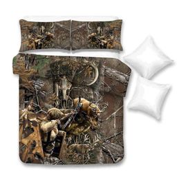 3D Painted Bedding Set King Creative Artistic Hunter and Deer Duvet Cover Queen Home Deco Single Double Bed Cover with Pillowcase23571616