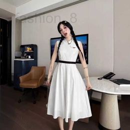 Basic & Casual Dresses Designer 2024 early spring new contrasting letter woven belt waist slimming metal logo sleeveless dress 86WR