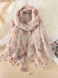 Scarves 2023 New Fashion Summer Womens Scarf Bohemian Flower Beach Headband Shawl and Wrap Womens Founder Echarpe Designer Pashmina Bandana Q240326