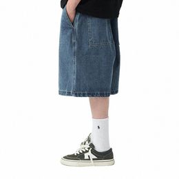 denim Shorts Men's Summer Casual Loose Blue Jeans Shorts Baggy Harajuku Streetwear Hip Hop Short Pants J6mZ#
