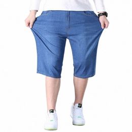 denim Short Jeans For Men Plus Size 48 50 300KG Casual Fi Summer Pants Elastic Loose Straight Large Size 5XL 6XL 7XL m4Cl#