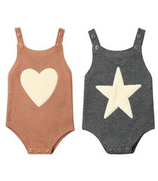 2020 Baby Spring Autumn Clothing Newborn Infant Baby Boy Girl Knitted Bodysuit Jumpsuit Sleeveless Outfits Heart Star Clothes3909457