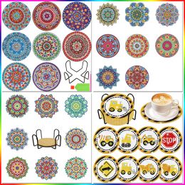 Stitch PhotoCustom 8Pcs DIY Diamond Painting Mandala Round Coaster Drink Cup Pad Table Placemat Cushion Insulation Pad Handmade Gift