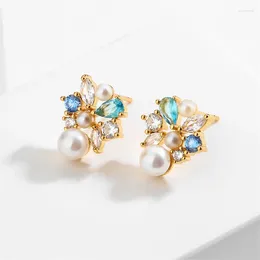 Stud Earrings UILZ Korean Exquisite Small Pearl Zircon For Women Personalised Simple Fashion Versatile Earring Party Jewellery
