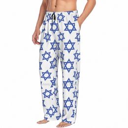 mens Casual Pajama Lg Pant Loose Elastic Waistband Stars Israel Flag Cozy Sleepwear Home Lounge Pants C4Ya#