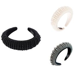 Pearl Headband For Women Padded Ladies Retro Bezel Fashion Hair Accessories 240313