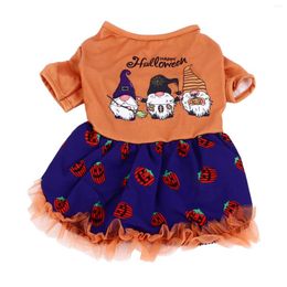 Dog Apparel Halloween Pet Dress Easy To Wear Soft Pumpkin Pattern Costume Stretch Clean Stylish For Small Dogs