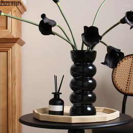Vases Minimalism Threads Ceramic Vase Desk Decoration Floral Artificial Flowers Decorative Flower Arrangement Modern Home Decor
