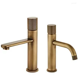 Bathroom Sink Faucets Retro Water Tap Brushed Gold Faucet Single Handle And Cold Mixer Taps Washbasin