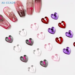 Nail Art Decorations 20Pcs Resin Clear Peach Heart Accessories Cross Flat Back Nails Jewelry 3D Supplies For DIY Manicure