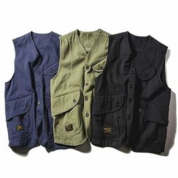 hot Selling 2022 American Trend Multi-pocket Tooling Vest Men's Short Japanese Retro Casual Vest Jacket Top Men's Clothing s4nu#