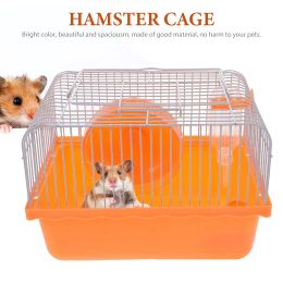 Cages Hamster Cage Travel Carry Rat Cage Small Pets Supplies Hamster Toy Accessories (Pink)