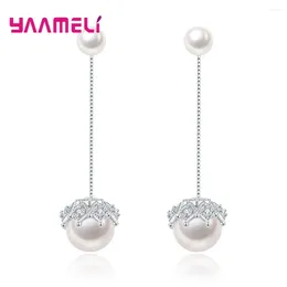 Dangle Earrings Amazing Women Fashion Style Freshwater Pearl Pendant 925 Sterling Silver For Wedding/Engagement