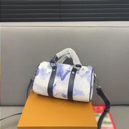 24SS Men's And Women's Universal Luxury Designer KEEPALL XS Watercolor Handbag Cylinder Bag Men's Handbag Shoulder Bag C Fnta