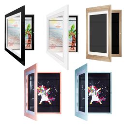 Frame Kids Art Picture Frame Wooden A4 Front Open Changeable Poster Photo Drawing Paintings Display Storage Rack Home Decor