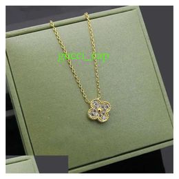 Necklaces Pendant Womens Designer Buckle Fl Diamond Necklace Fashion Single Flower Fourleaf Clover Cleef Gold Drop Delive Dhkfw ower