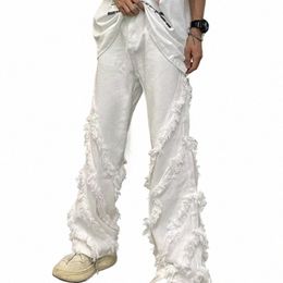 men Baggy Jeans Y2K Streetwear Black White Denim Pants for Men Casual Wide-leg Jeans Trousers x923#