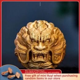 Sculptures Boxwood Cliff Cypress Pi Xiu Dragon and Phoenix Ball Solid Wood Carving Fortune Hand Put Piece Ornaments Home Accessories