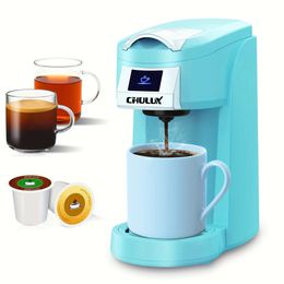 CHULUX Upgrade Serve CUP, Mini Maker Single Cup 5-12oz Brewer, 3 1 Hine for K Cups Pod Capsule Ground Coffee Tea, One Touch Fast Brewing in Minutes