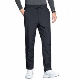 Inverno homens preto ganso para baixo calças leves thic térmica puffer calças elasitc cintura quente calças retas confortáveis roupas aconchegantes u4CZ #