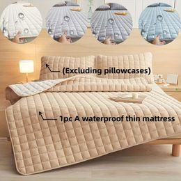 1pc Waterproof Protector (without Pillowcase), Multifunctional Solid Color Mattress Cover, Hine Washable, Soft and Comfortable, Suitable for Bedrooms,