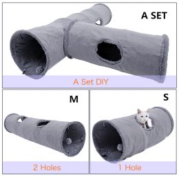 Toys Collapsible Cat Tunnel Crinkle Kitten Play Tube for Large Cats Dogs Bunnies With Ball Fun Cat Toys 2 Suede Peep Hole pet toys