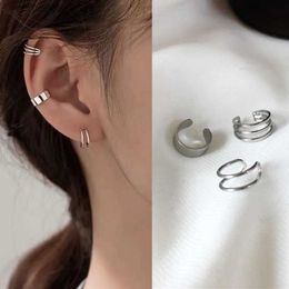 Ear Cuff Ear Cuff Silver simple smooth earrings cuffs clip on earrings suitable for women non perforated fake cartoon earrings fashionable Jewellery newly printed gif
