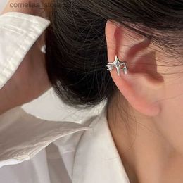 Ear Cuff Ear Cuff 1Pc irregular cross star ear clip womens unperforated earrings fake cardboard box earrings geometric Y2k jewelry accessories Y240326