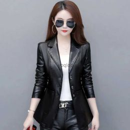 Women's Leather Faux Leather Spring Genuine Leather Jacket Women Korean Fashion Slim Sheepskin Coat Black Red Real Leather jackets ladies Casual Blazer femme