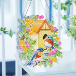 Stitch DIY Diamond Painting Wreath Birds and Flowers Special Shaped Drill Diamond Embroidery Mosaic Art Crafts Home Wall Door Decor