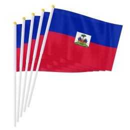 Accessories PTEROSAUR 14*21cm Haiti Hand Flag, Haiti Haitian National Hand Held Waving Small Flag North America World Countries Decor Gifts
