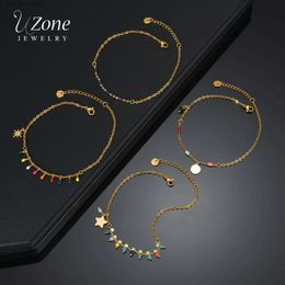 Anklets UZone new gold chain ankle bracelet leg bracelet jelly stainless steel adjustable charm ankle bracelet suitable for womens accessory giftsC24326