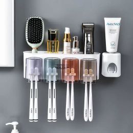 Holders Toothbrush holder wall set toothbrush cup mouthwash cup toothpaste squeezer tooth cup household washing table shelf