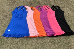 LL-2164 Kids Yoga Dresses Girls Gym Clothes Sports Skirts for Kids Active Workout Sports Tennis