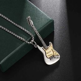 Pendant Necklaces Punk Rock Music Guitar Necklace Men Women Gothic Pendant Necklace Fashion Personalised Gift Hip Hop Biker Jewellery for BoyfriendC24326