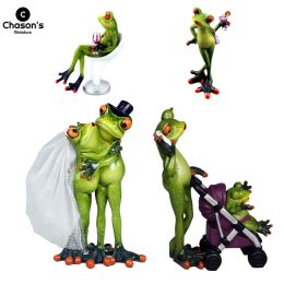 Sculptures Nordic Cute Frog Resin Figurines Kawaii Room Decor Yoga Animals Garden Desk Car Ornaments Home Decoration Bookshelf Accessories