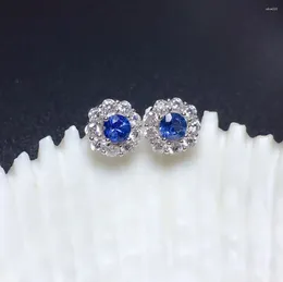 Stud Earrings Exquisite And Chic Natural Sapphire Real 925 Silver Fine Jewelry Free Ship Big Sale Limited Quantity Good Gift